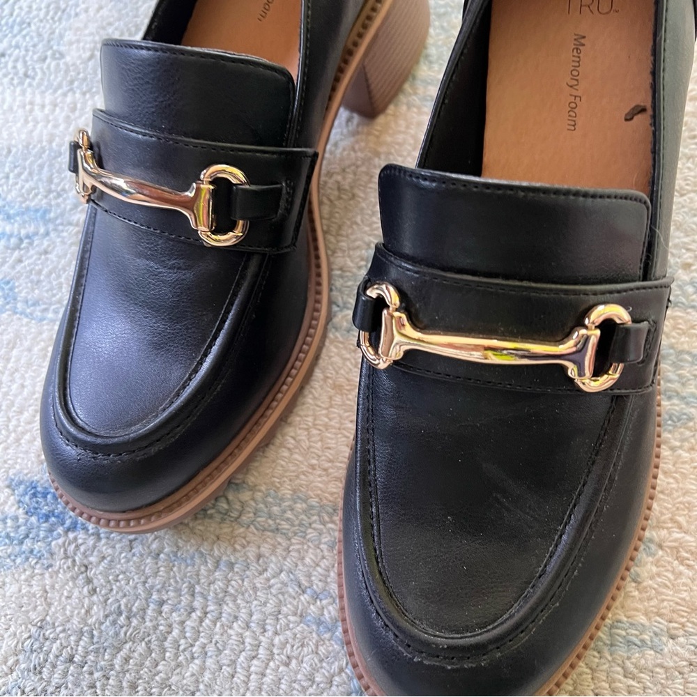 CHUNKY HEEL LOAFERS HORSEBIT DETAIL SIZE 9 BLACK NWT - Picture 9 of 16